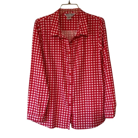 WinterSilks Tops - Winter Silks Red Gingham Button Down Shirt Sz XL